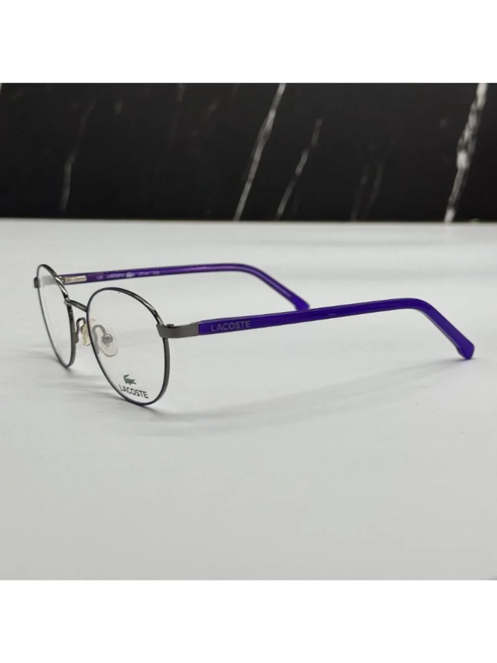 Lacoste Kid Eyeglasses L3104 035 Round Purple Gray Metal NEW